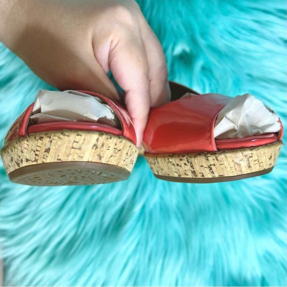 Clarks Artisan Patent LEATHER Coral Slingback Open Toe Wedge Sandals Women’s 5 - Picture 6 of 12
